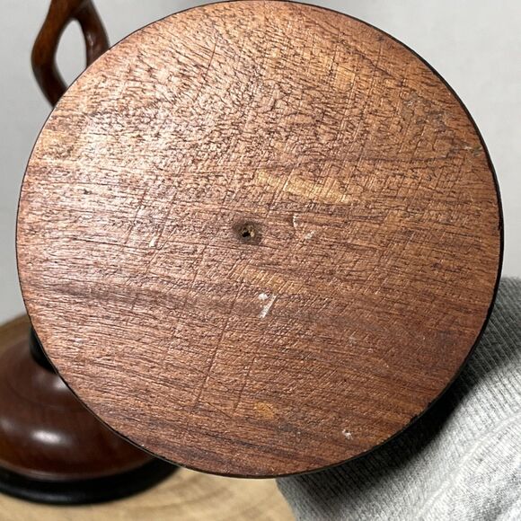 Pair Of Vintage Carved Wood Barley Twist Multi Tone Candlesticks 12” - Picture 9 of 10